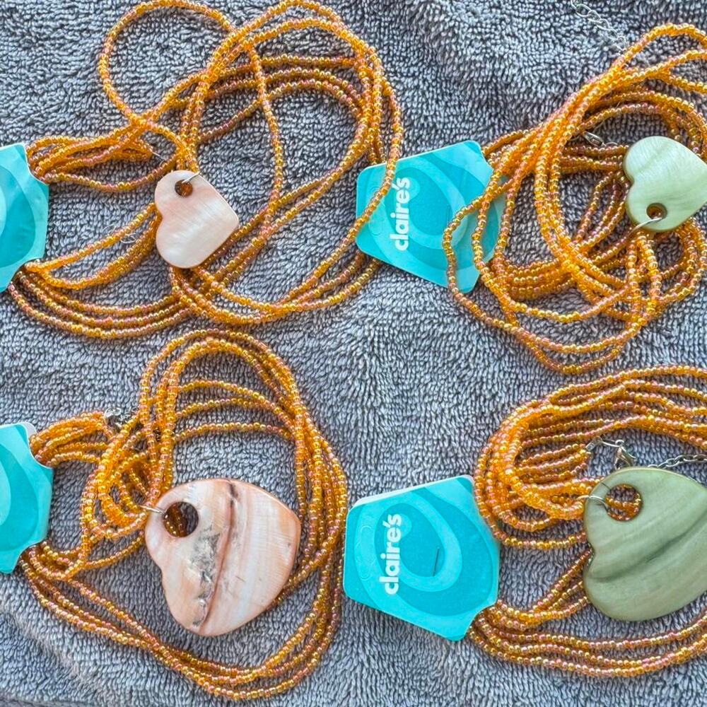 Multicoloured beaded necklaces with stone